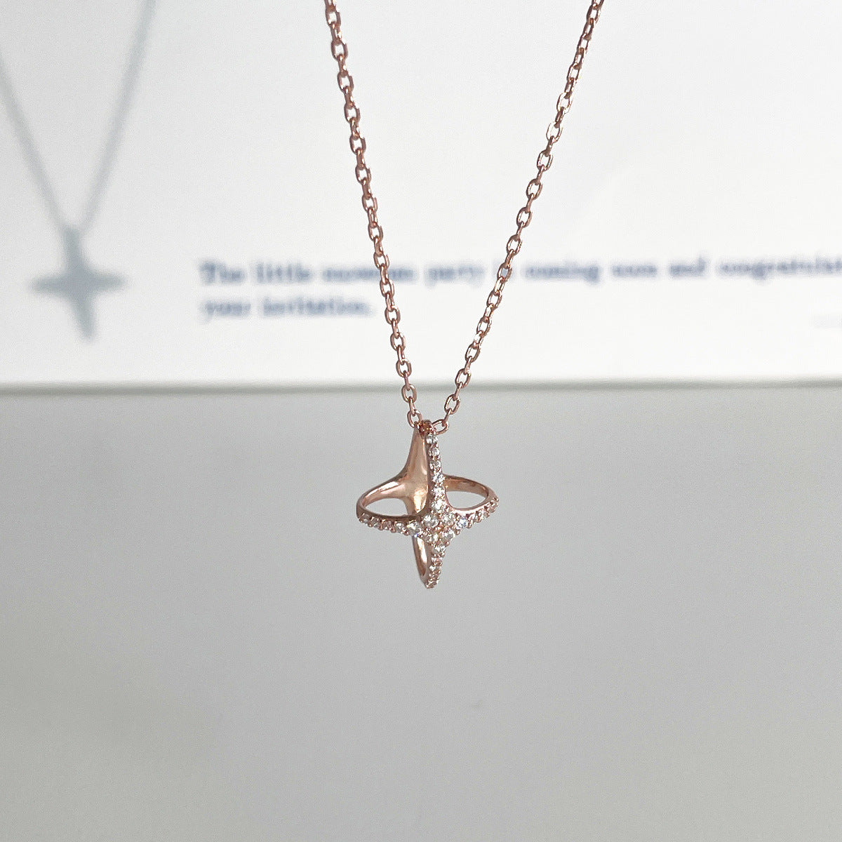 A관 - 925 실버 이중 원 별 큐빅 펜던트 목걸이 [XL-1216] 25.10-1