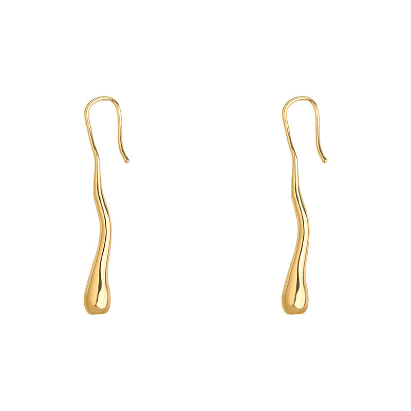 C관 - 14K 도금 불규칙 물방울 디자인 후크 귀걸이 [6919] 25.10-4