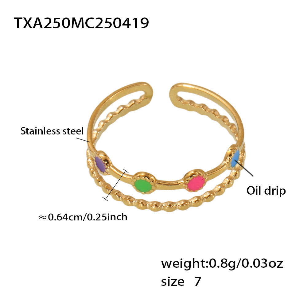 D관 - 스테인리스 스틸 오일코팅 클립형 팔찌 오픈형 반지 [TXZ250-TXA250] 25.04-4