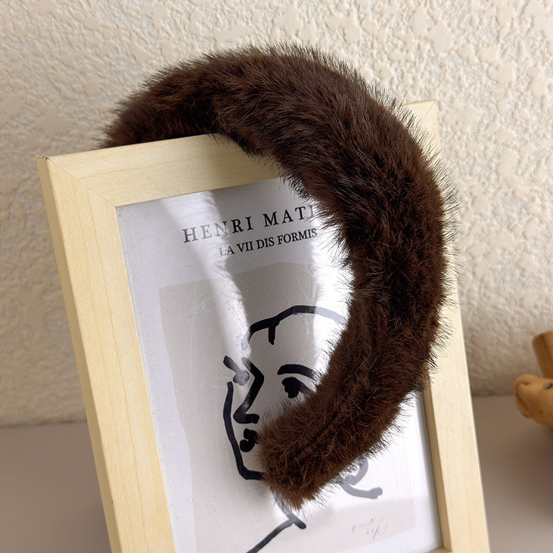 E관 - 인조 밍크 퍼 소재 볼륨 머리띠 [24297] 25.11-1