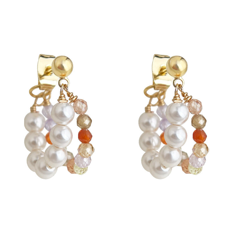 C관 - 큐빅 핸드메이드 글래스 진주 귀걸이 [5477] 25.02-1