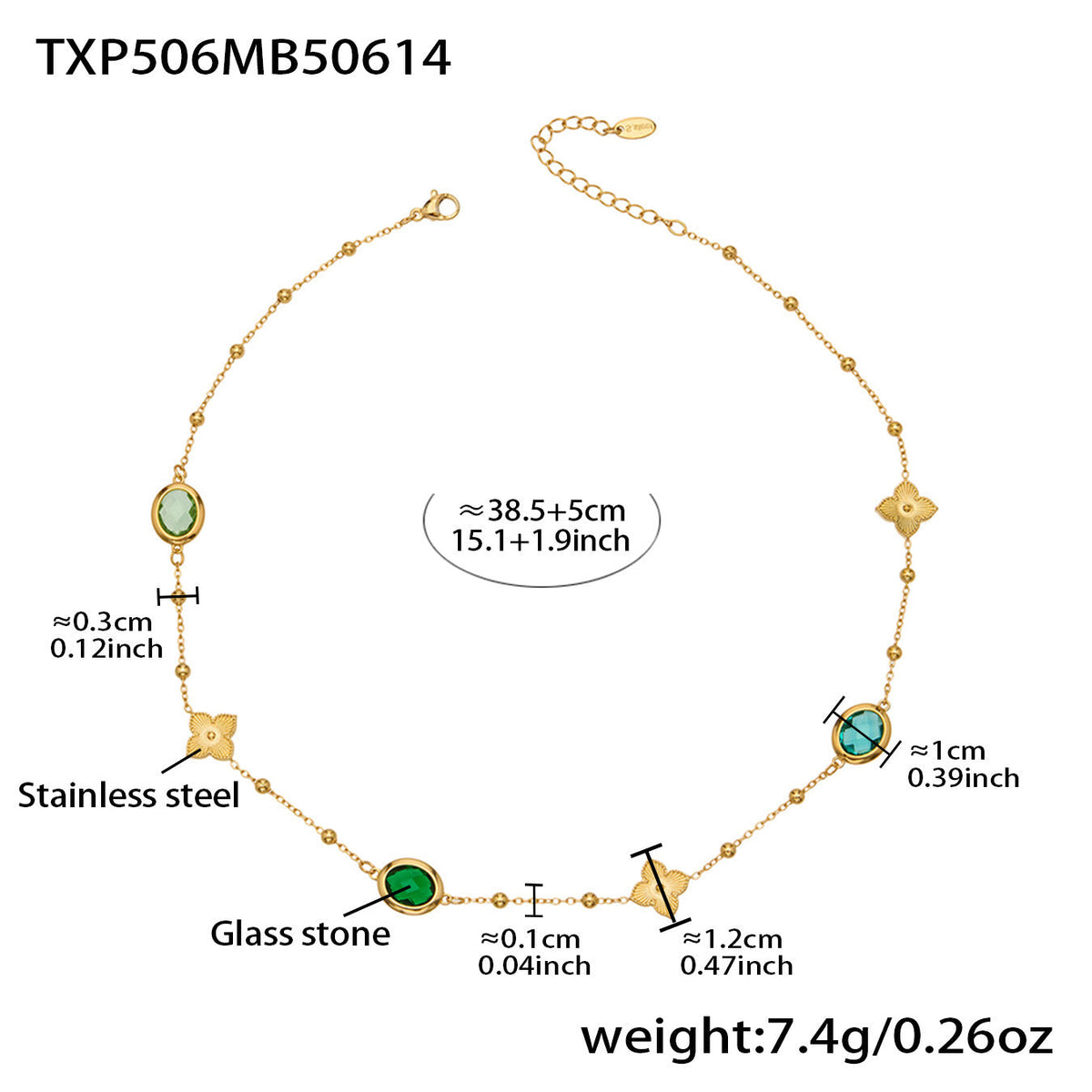 D관 - 스테인리스 스틸 타원형 컷팅 글라스 스톤 18K도금 목걸이 팔찌 귀걸이 [TXP506] 25.12-1