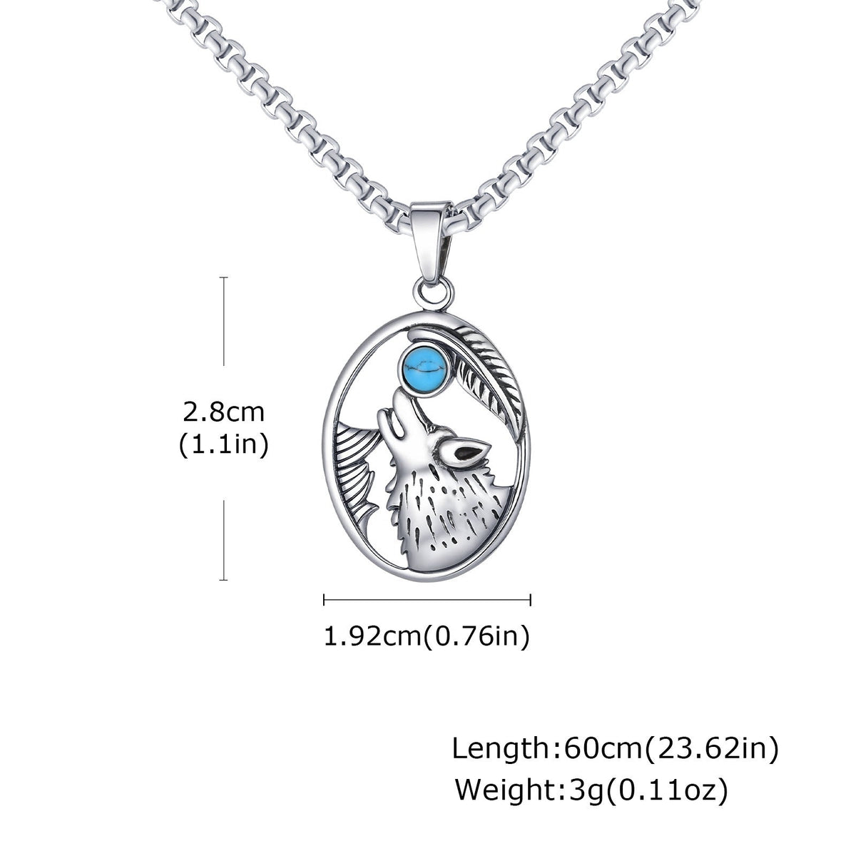 G관 - 스테인리스 늑대 머리 터키석 펜던트 목걸이 [PN-2231] 25.11-1