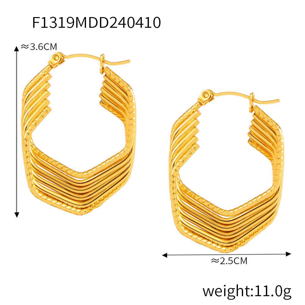 D관 - 티타늄 스틸 레트로 다층 오픈워크 기하학 귀걸이 [F1319-21-25-26] 24.04-3