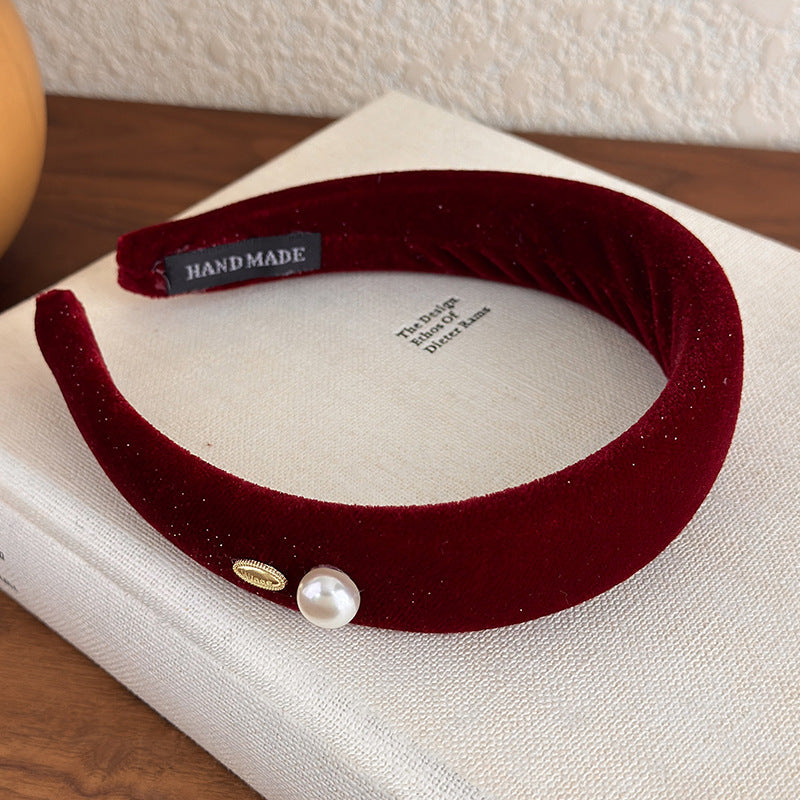 E관 - 벨벳 진주 메탈 플레이트 볼륨 머리띠 [27822] 25.12-3