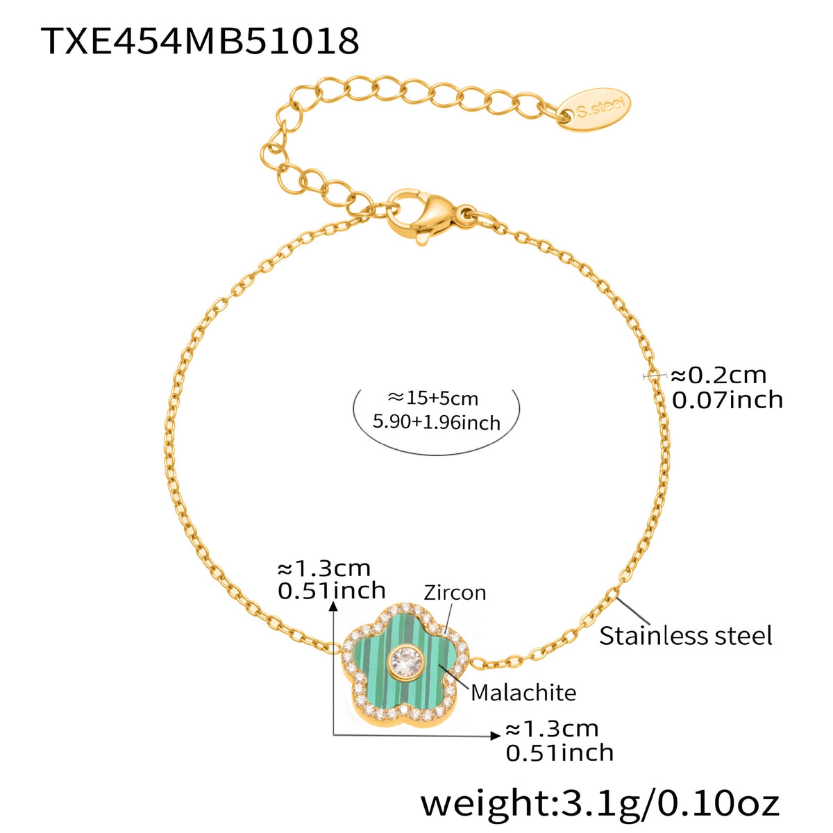 D관 - 스테인리스 스틸 크리스탈 큐브 플라워 큐빅 펜던트 목걸이 팔찌 [TXP453] 25.10-4