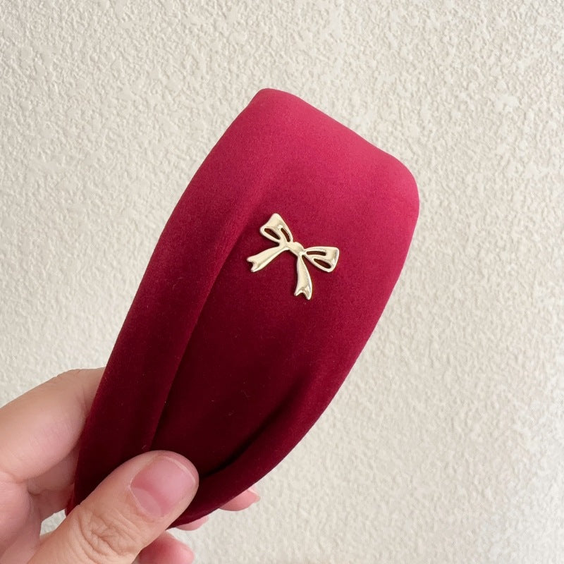 E관 - 가을겨울 벨벳 리본 디자인 와이드 머리띠 [27731] 25.11-4