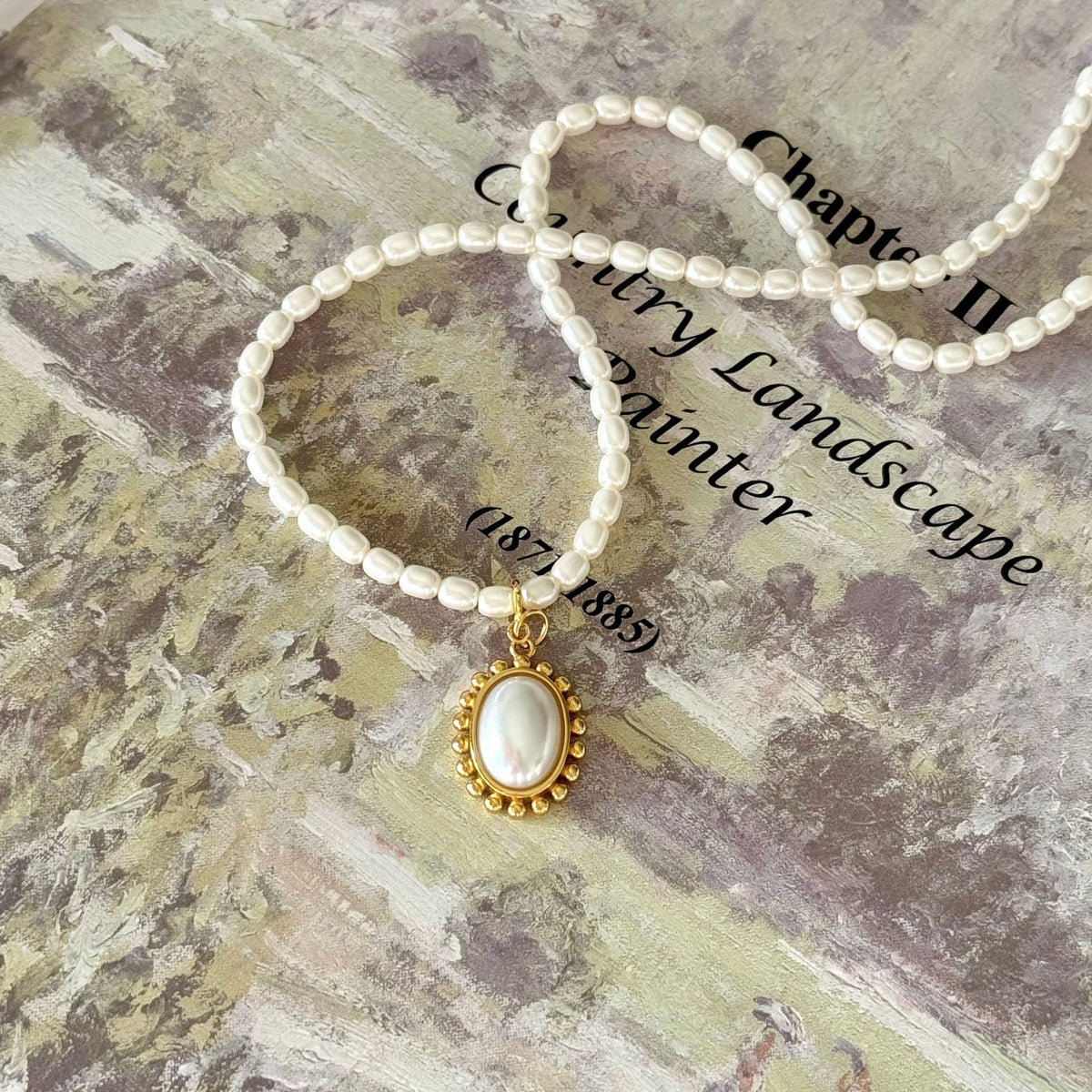 F관 - 925 실버 모조 크리스탈 글라스 진주 펜던트 목걸이 [B878] 25.10-5