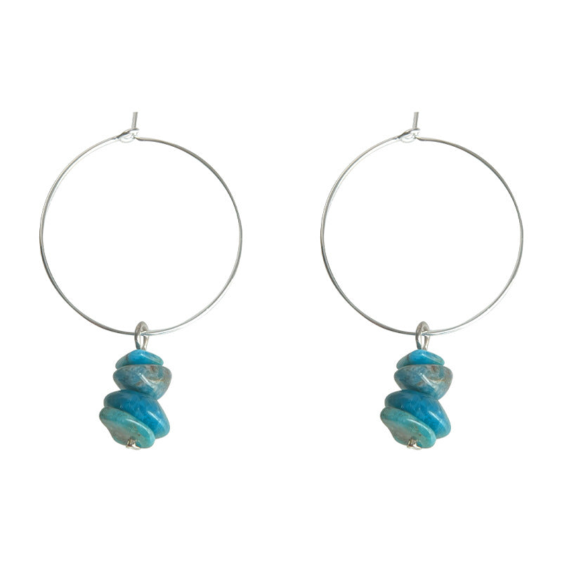 C관 - 불규칙 원석 천연 아파타이트 귀걸이 [5778] 25.04-1