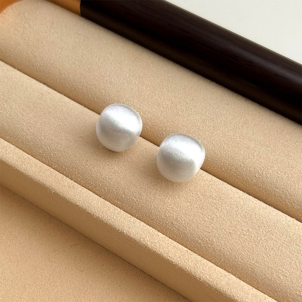 C관 - 은침 반원형 무광 기하학 디자인 귀걸이 [5295-5296] 24.12-2