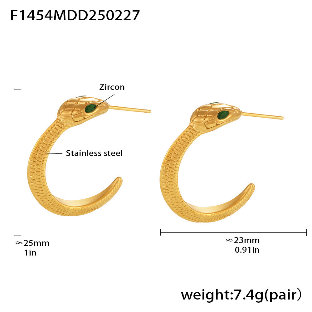 D관 - 도금 큐빅 코브라 스테인리스 스틸 귀걸이 [F1454] 25.03-1