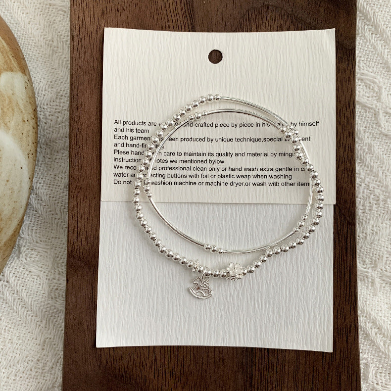 A관 - 925 실버 말 펜던트 튜브 더블 레이어 팔찌 [1601] 25.11-2