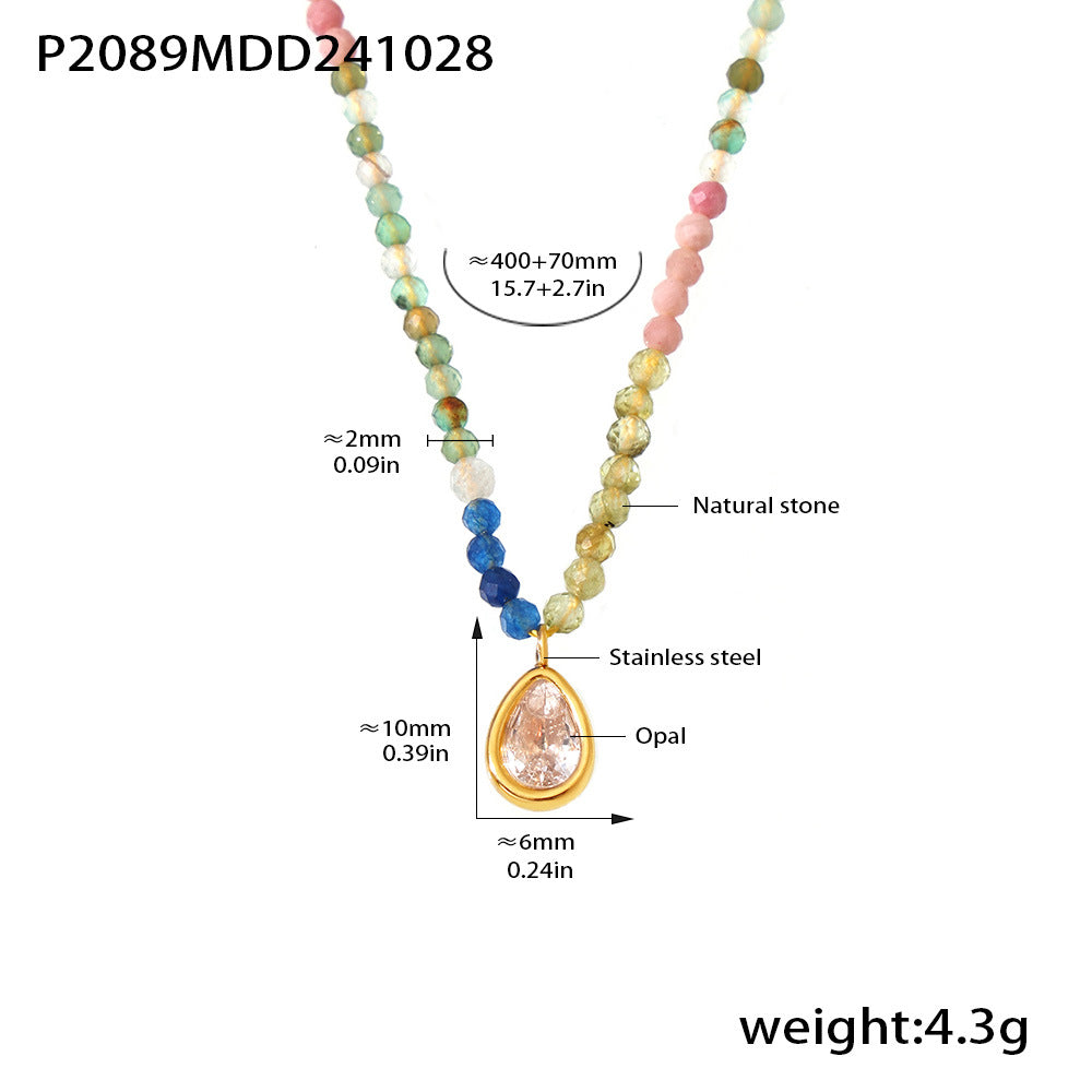 D관 - 천연석 비즈 컷팅 캣아이 물방울 다채로운 캐주얼 럭셔리 목걸이 [P2089] 24.11-1