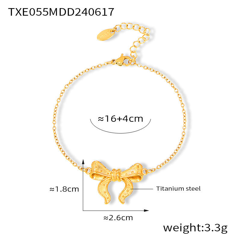 D관 - 티타늄 스틸 18K 도금 리본 디자인 럭셔리 팔찌 귀걸이 [E055-F055] 24.06-3
