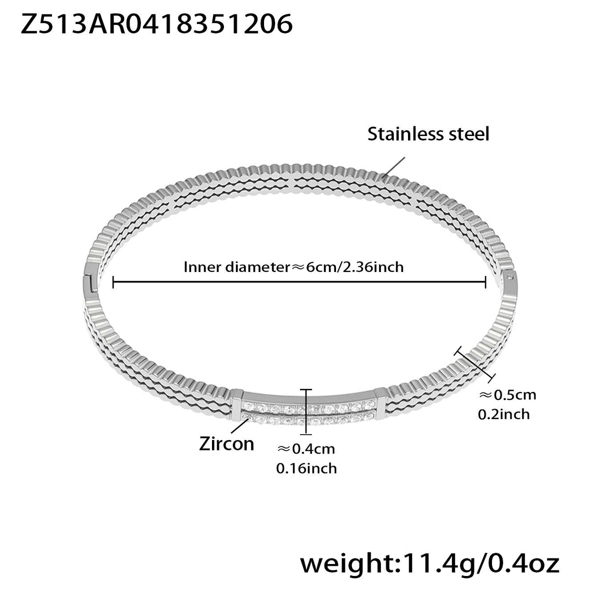 D관 - 큐빅 라인 18K 도금 스테인리스 스틸 뱅글 팔찌 [Z512-15] 25.12-2