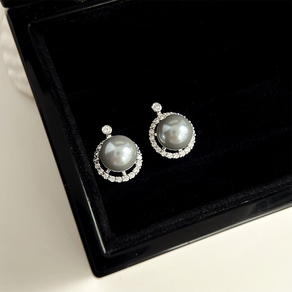 C관 - 글라스 진주 미니 큐빅 원형 기하학 복고풍 귀걸이 [4442-4443] 24.07-3