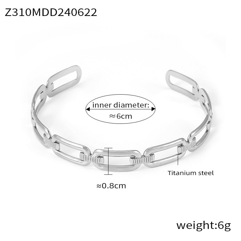 D관 - 티타늄 스틸 18K 도금 체인 스타일 오픈 미니멀 팔찌 [Z310] 24.06-4