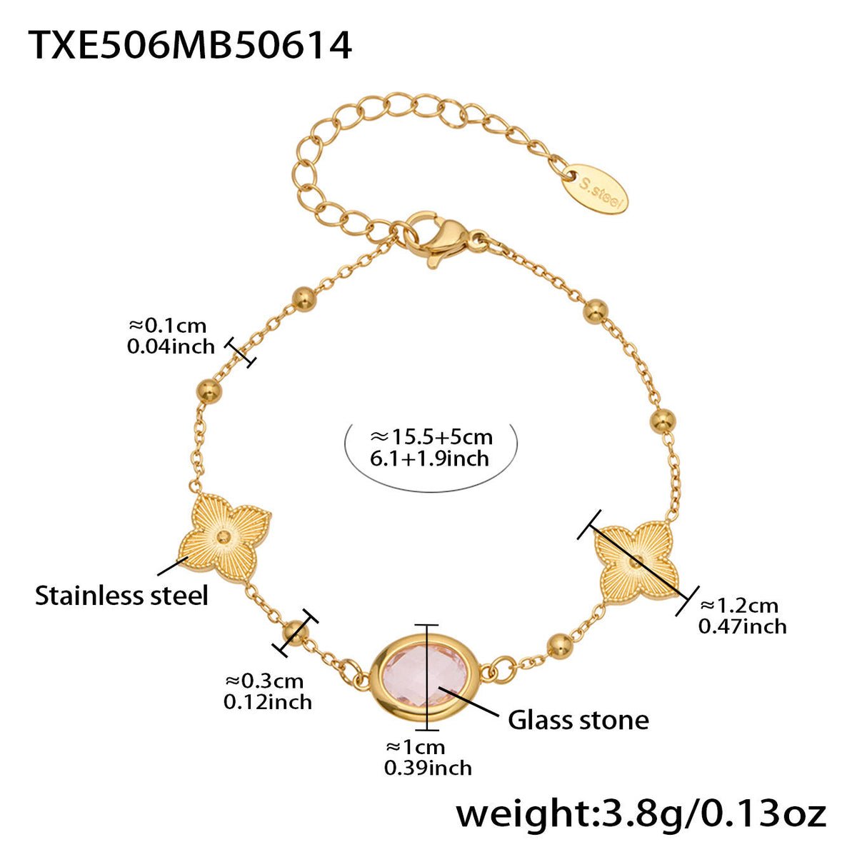 D관 - 스테인리스 스틸 타원형 컷팅 글라스 스톤 18K도금 목걸이 팔찌 귀걸이 [TXP506] 25.12-1