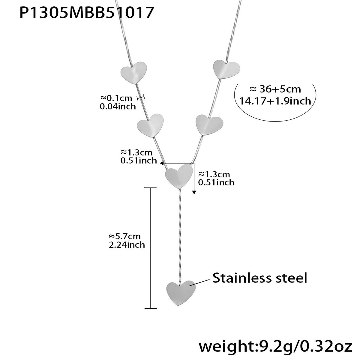 D관 - 스테인리스 스틸 Y자형 하트 펜던트 목걸이 [P1305] 25.10-4