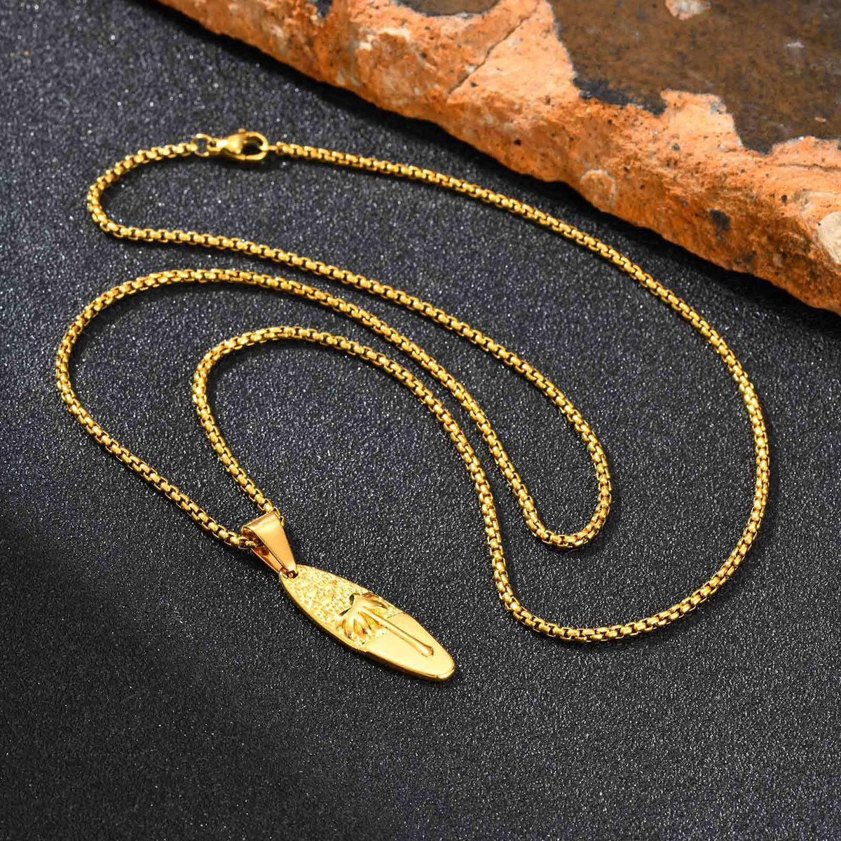 G관 - 스테인리스 타원형 야자수 펜던트 목걸이 [PN-2159] 25.10-5