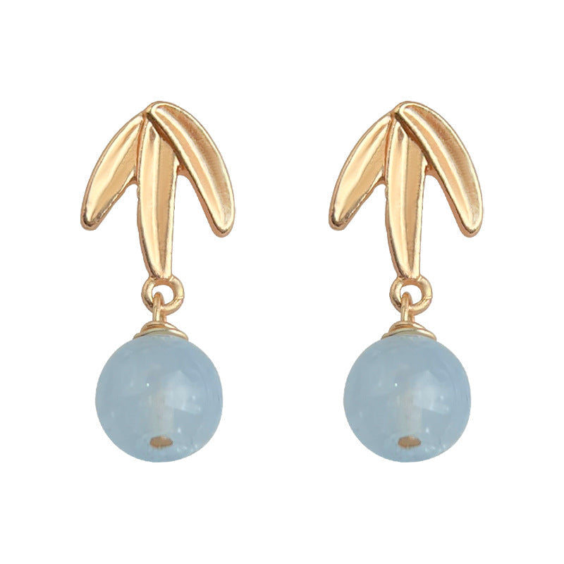 C관 - 잎 디자인 무광 핸드메이드 은침 귀걸이 [5593] 25.03-3