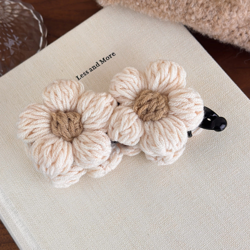 E관 - 레트로 니트 투 플라워 집게핀 [27628] 25.11-1