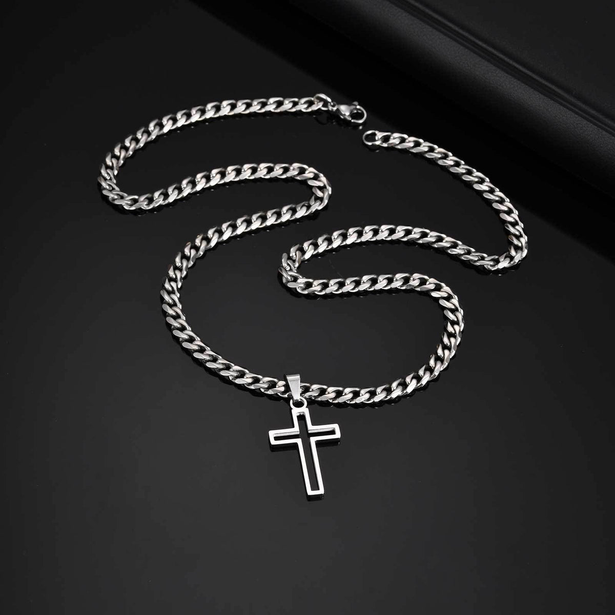 G관 - 스테인리스 스틸 십자가 펜던트 체인 목걸이 [PN-1531] 25.11-1