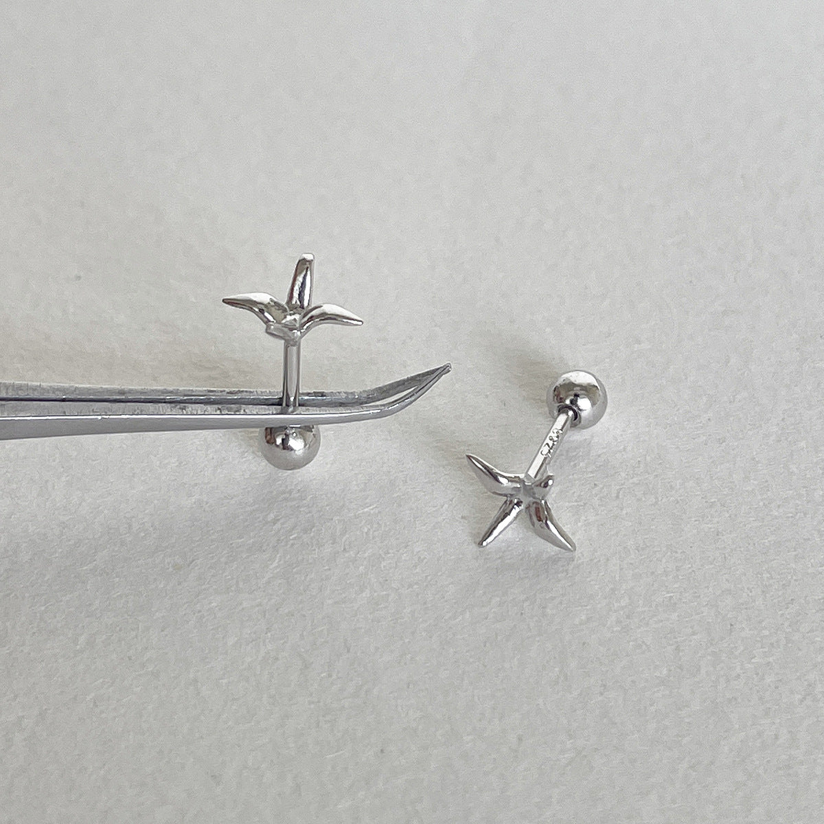 A관 - 925 실버 학 디자인 피어싱 귀걸이 [EH-4327] 25.12-1