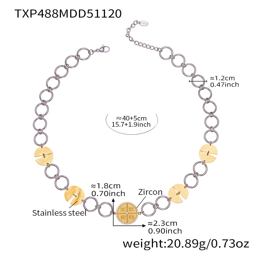 D관 - 스테인리스 스틸 이니셜 원형 펜던트 18K 도금 목걸이 팔찌 [TXP488] 25.11-4