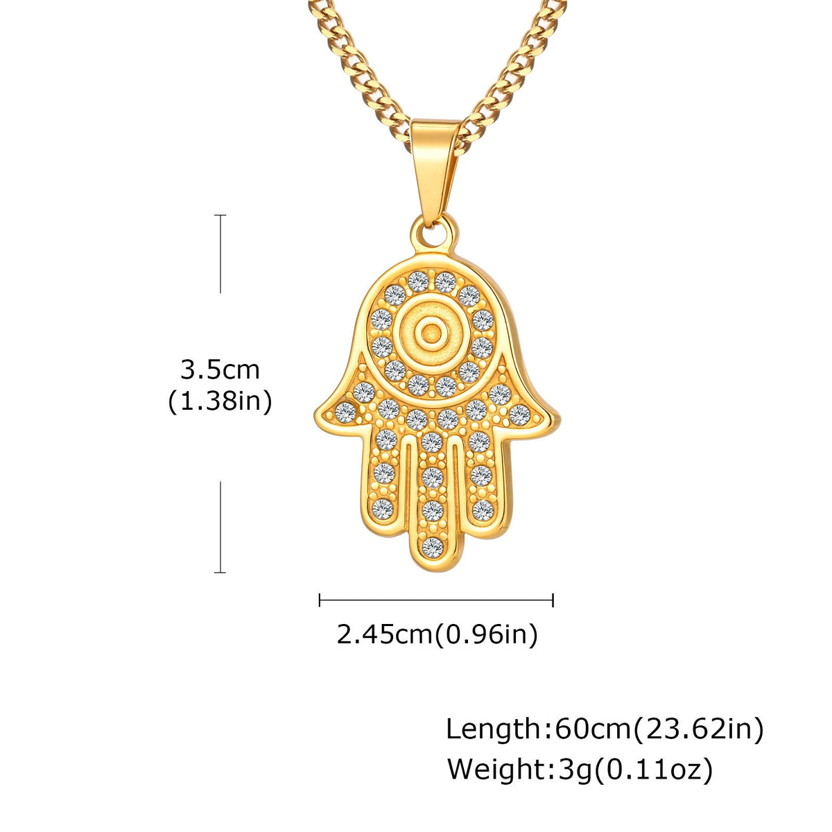 G관 - 스테인리스 파티마의손 큐빅 펜던트 목걸이 [PN-2264] 25.11-2