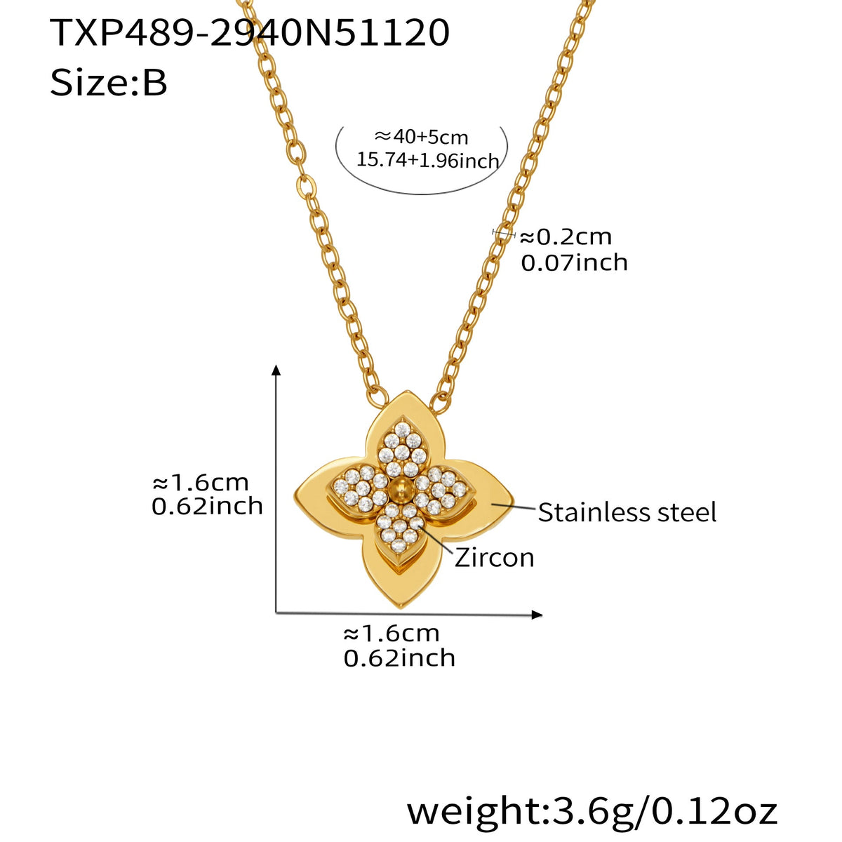 D관 - 스테인리스 스틸 큐빅 플라워 펜던트 목걸이 반지 [TXP489] 25.11-4