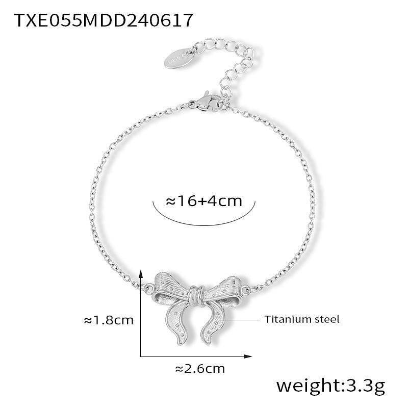 D관 - 티타늄 스틸 18K 도금 리본 디자인 럭셔리 팔찌 귀걸이 [E055-F055] 24.06-3