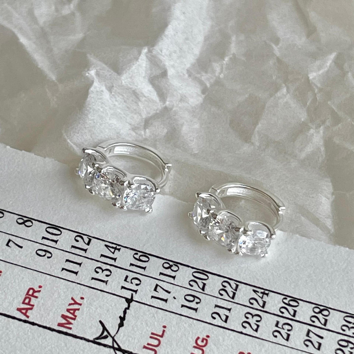 F관 - 925 실버 트리플 큐빅 링 귀걸이 [C1418] 25.11-1