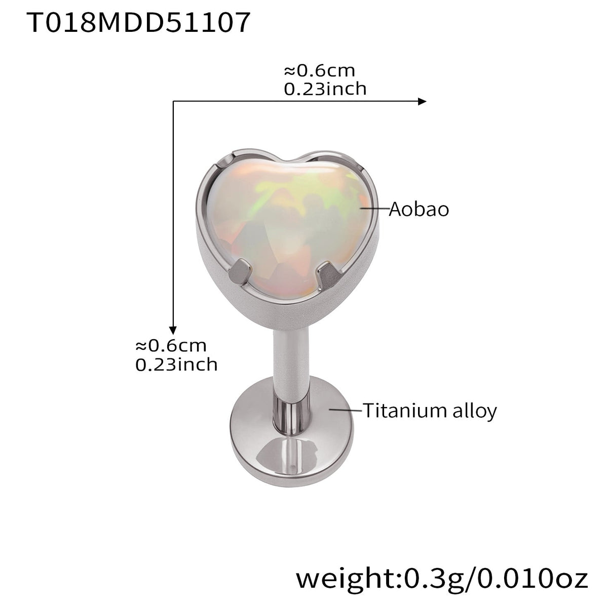 D관 - 티타늄 합금 스틸 입술용 단품 피어싱 [T009] 25.11-2