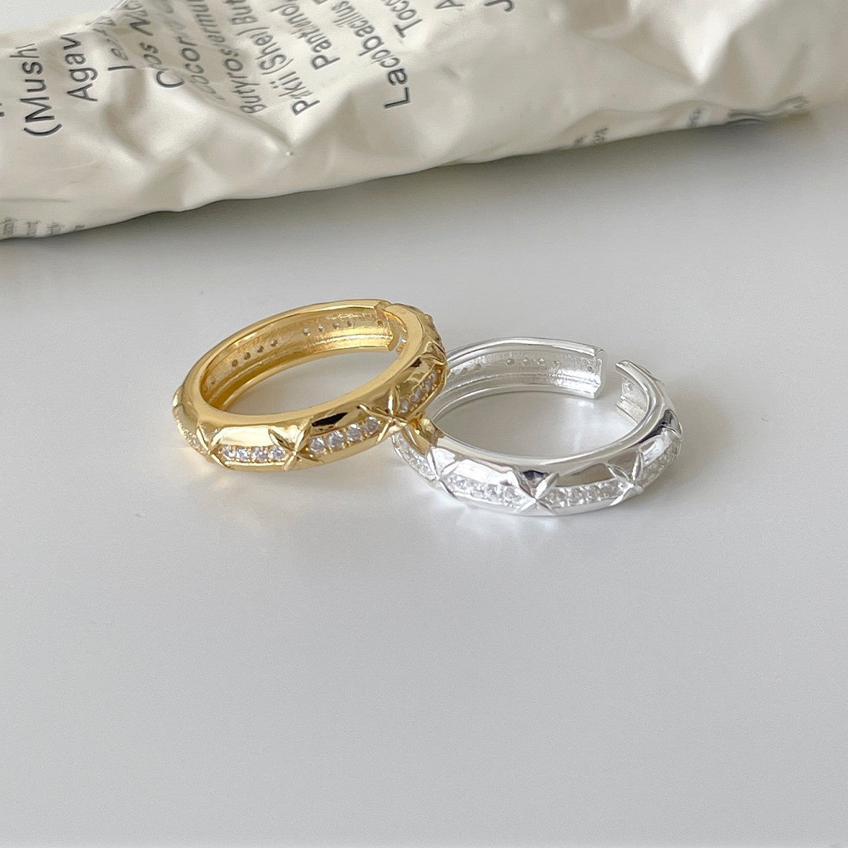 A관 - 큐빅 미니 크로스 디자인 오픈형 반지 [JZ-0727] 25.11-1