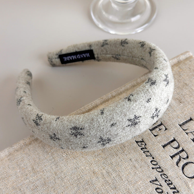 E관 - 레트로 니트 플라워 패턴 쿠션 머리띠 [27633] 25.11-1