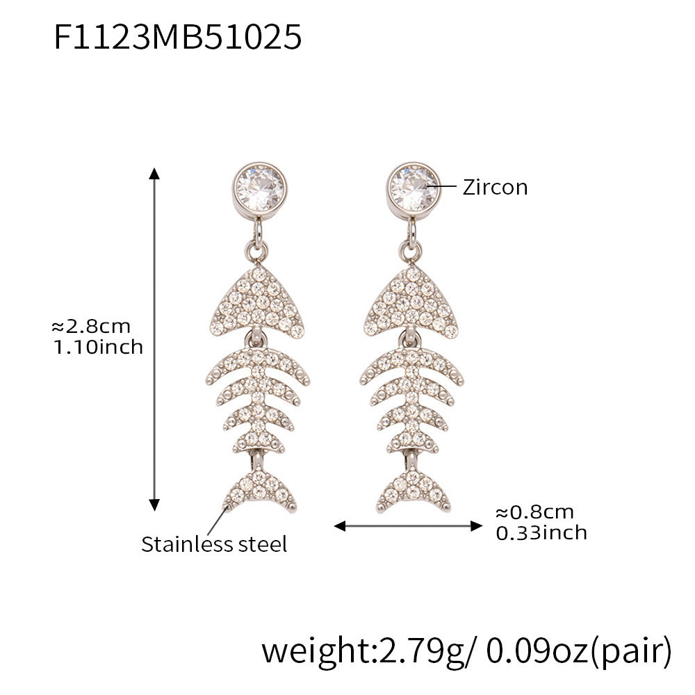 D관 - 스테인리스 18K 도금 풀큐빅 물고기뼈 볼드 이어커프 귀걸이 [F1123-F983] 25.10-5