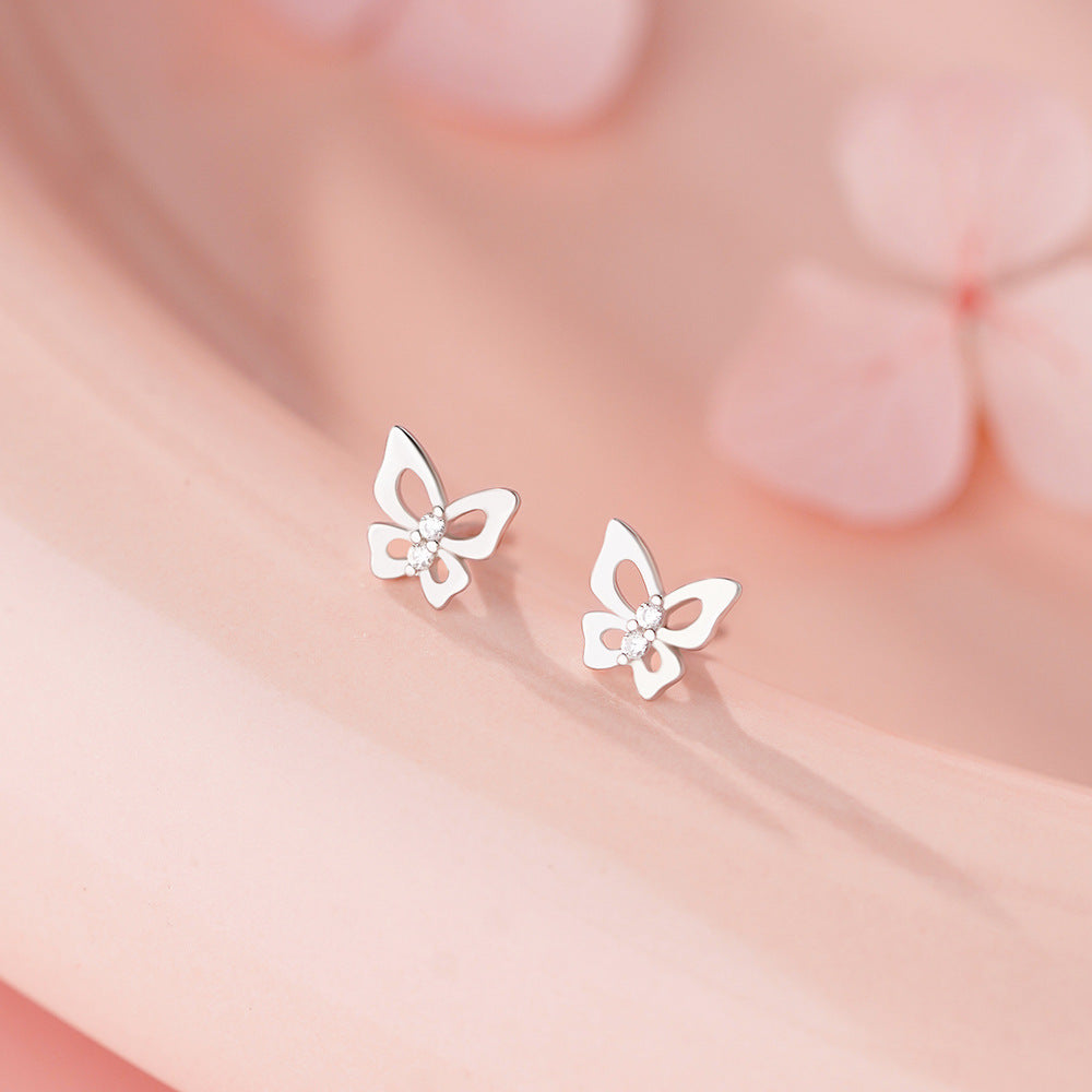 B관 - 999 실버 나비 모양 큐빅 귀걸이 [YC9489E_1] 25.12-1