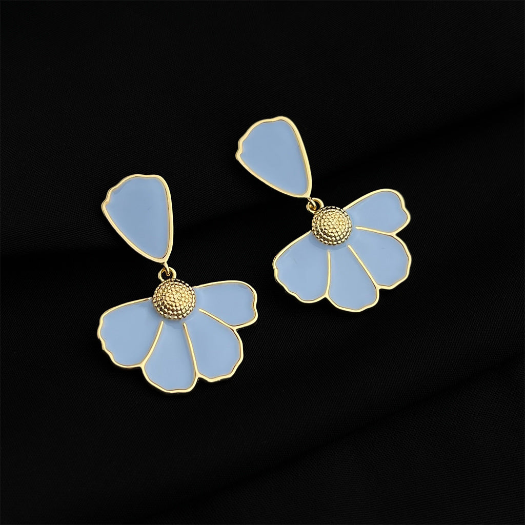 C관 - 18K 도금 에나멜 플라워 이어커프 귀걸이 [EJ0301S] 25.03-1