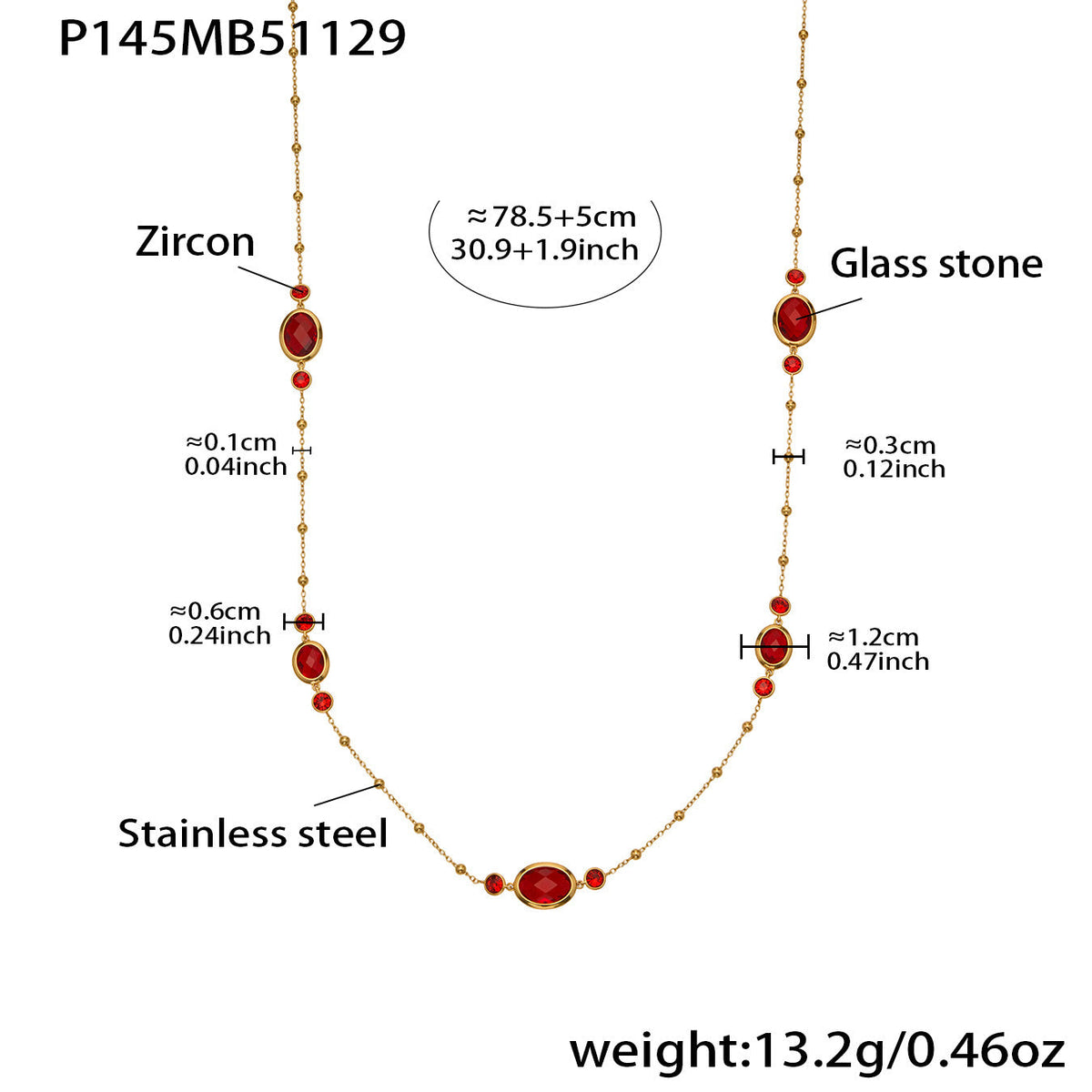 D관 - 스테인리스 스틸 타원형 컷팅 글라스 스톤 18K도금 목걸이 팔찌 귀걸이 [TXP506] 25.12-1