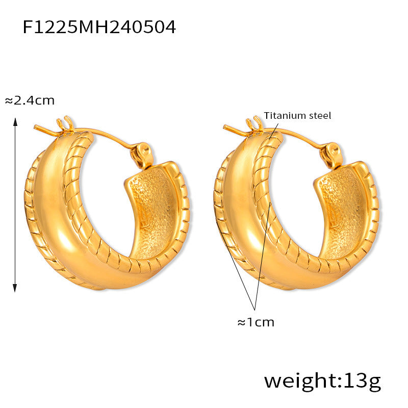 D관 - 티타늄 스틸 크로스 디자인 18K 도금 기하학적 세련된 귀걸이 [F1222-F1224-5] 24.05-2