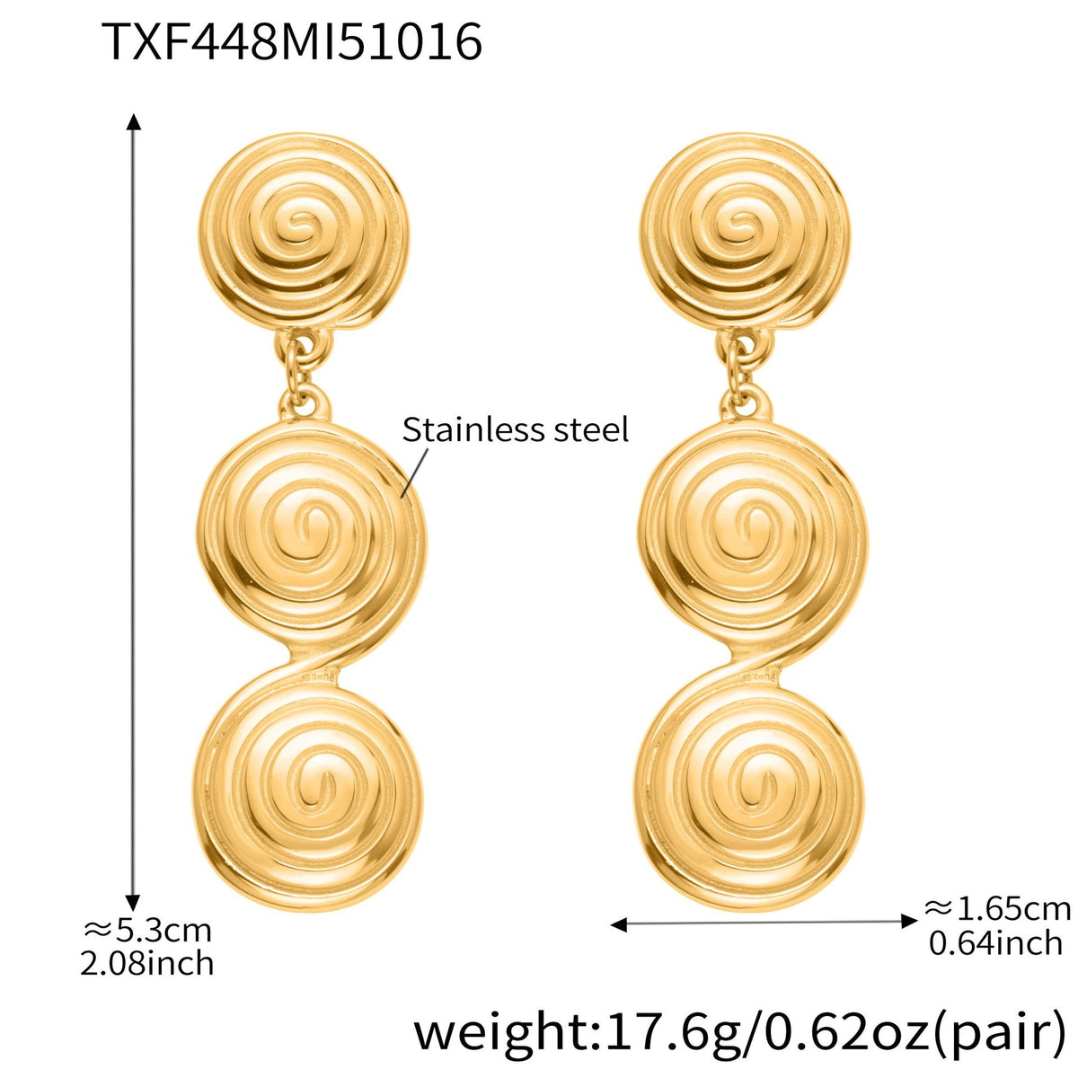 D관 - 스테인리스 스틸 나선형 원형 디자인 귀걸이 목걸이 [TXP448] 25.10-4