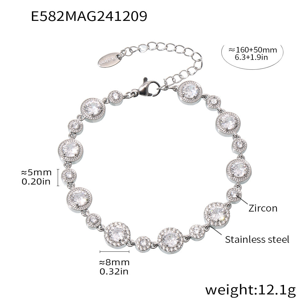 D관 - 18K 골드 도금 스테인리스 스틸 핸드메이드 큐빅 팔찌 [E575-E582] 24.12-2