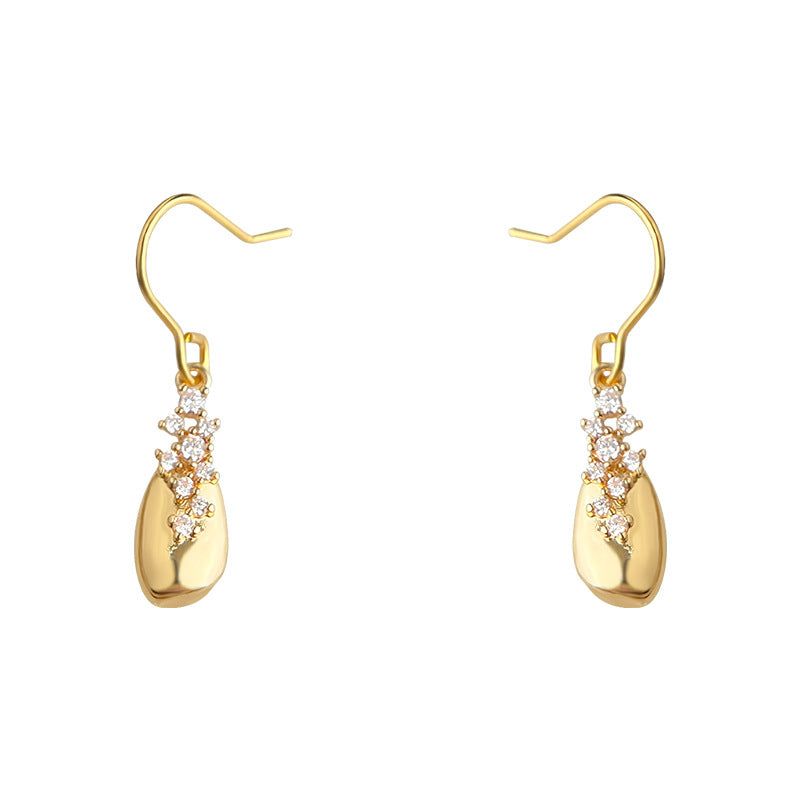 C관 - 14K 도금 큐빅 물방울 디자인 후크형 귀걸이 [6914] 25.10-2