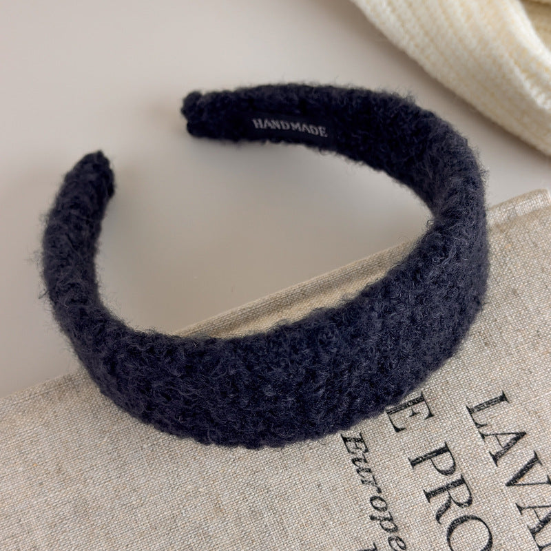 E관 - 양털 퍼 소재 와이드 볼륨 머리띠 [27649] 25.11-1