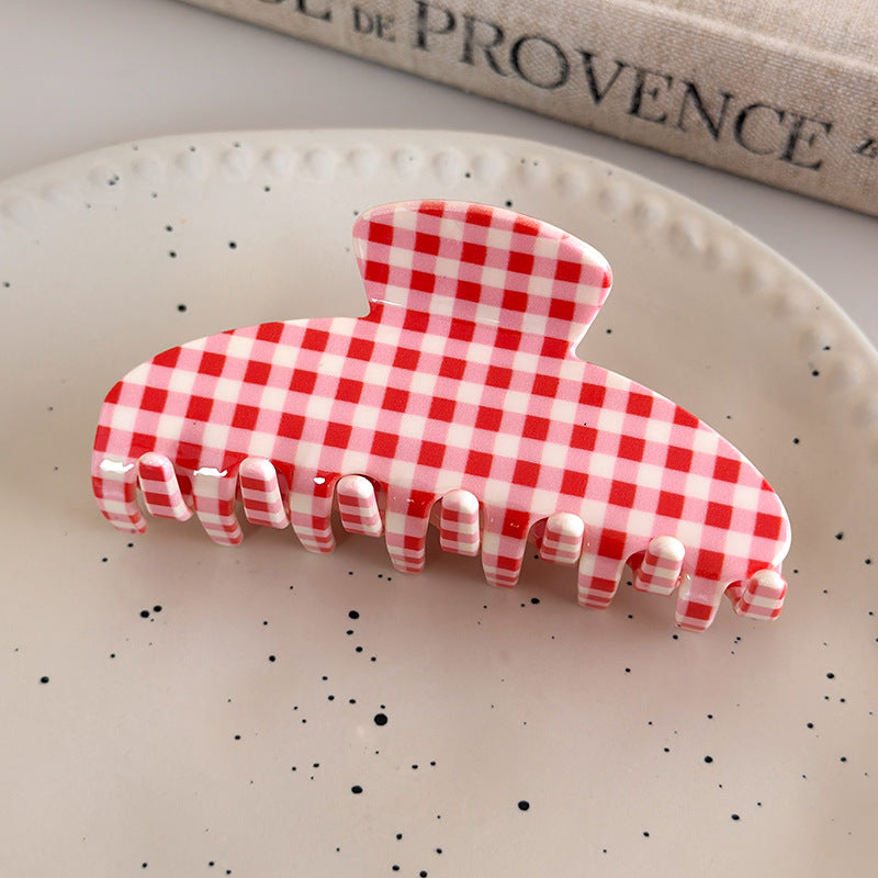 E관 - 아세테이트 체크무늬 심플 스타일 집게핀 [27612] 25.10-5