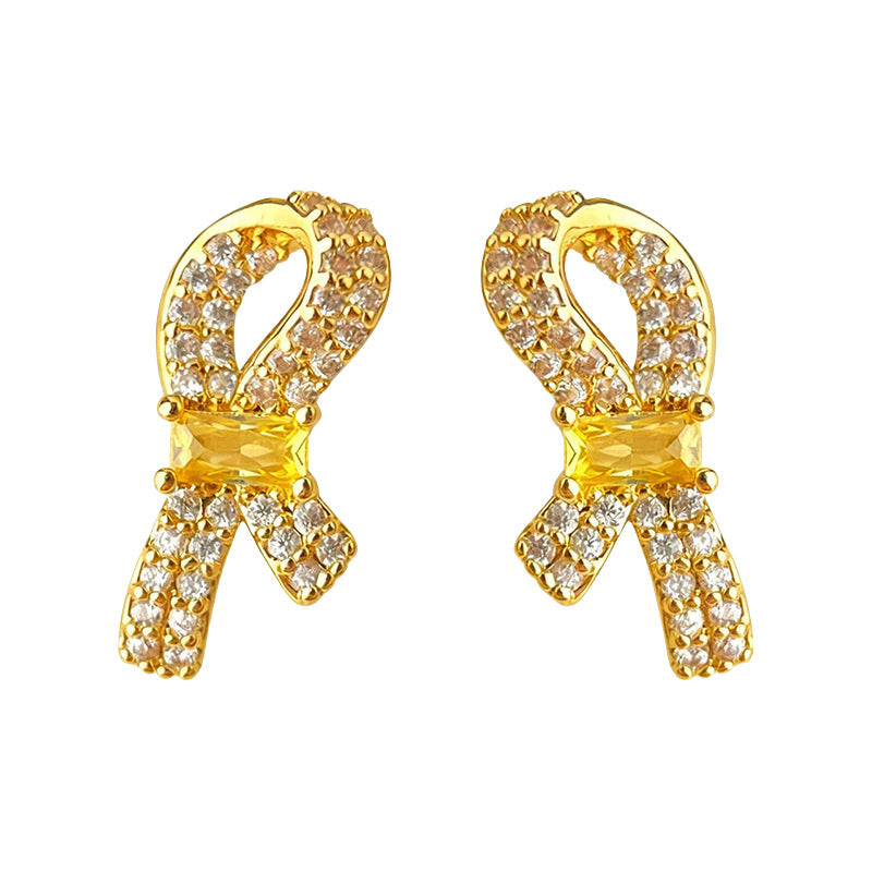 C관 - 매듭 리본 디자인 큐빅 925 은침 귀걸이 [7185] 25.12-1