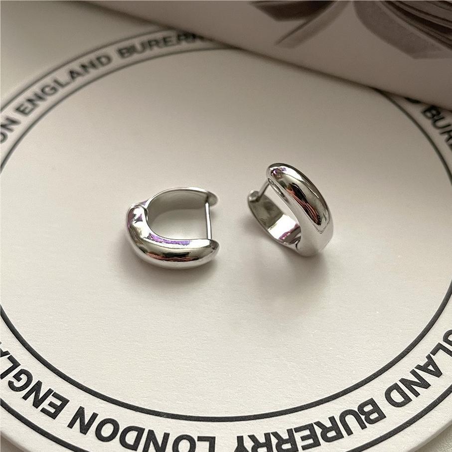 F관 - 925 실버 비대칭 깍인 디자인 링 귀걸이 [C1062] 25.09-4