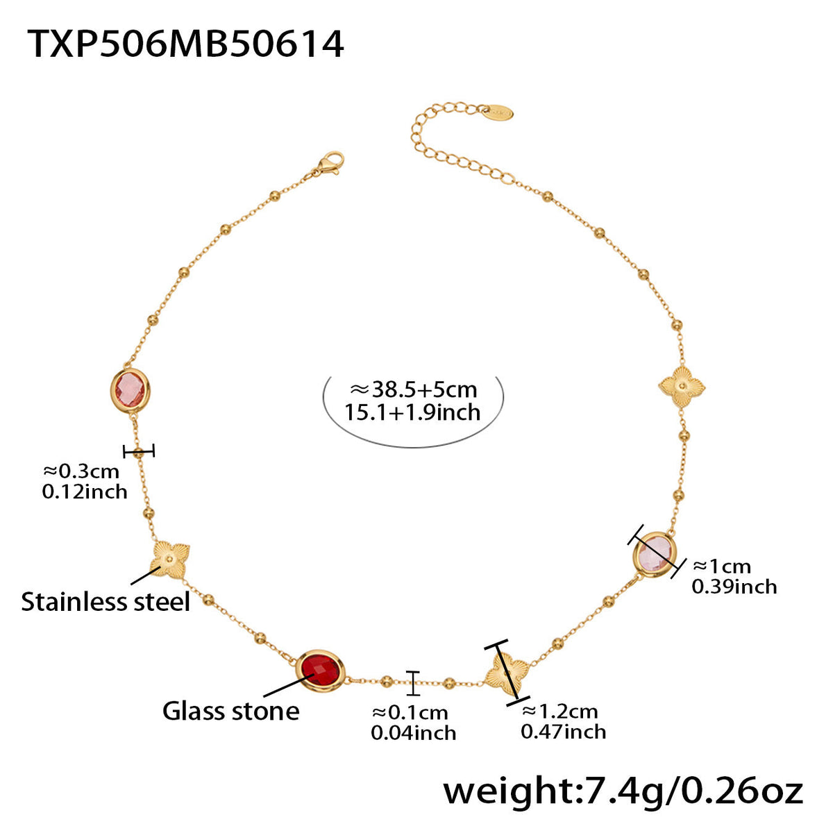 D관 - 스테인리스 스틸 타원형 컷팅 글라스 스톤 18K도금 목걸이 팔찌 귀걸이 [TXP506] 25.12-1