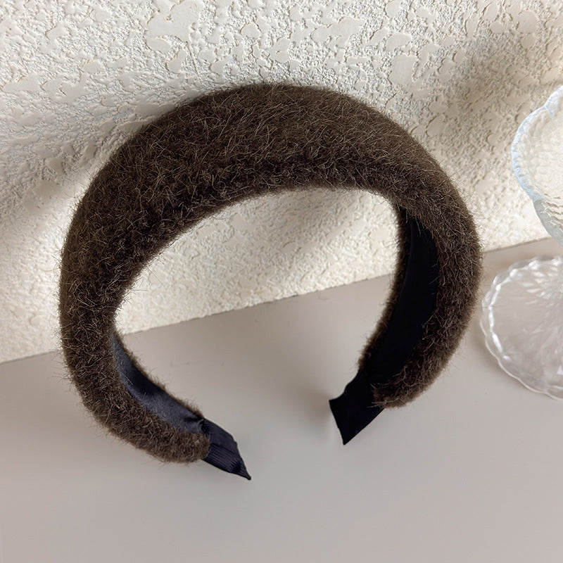 E관 - 퍼 털실 소재 볼륨 와이드 머리띠 [27710] 25.11-3